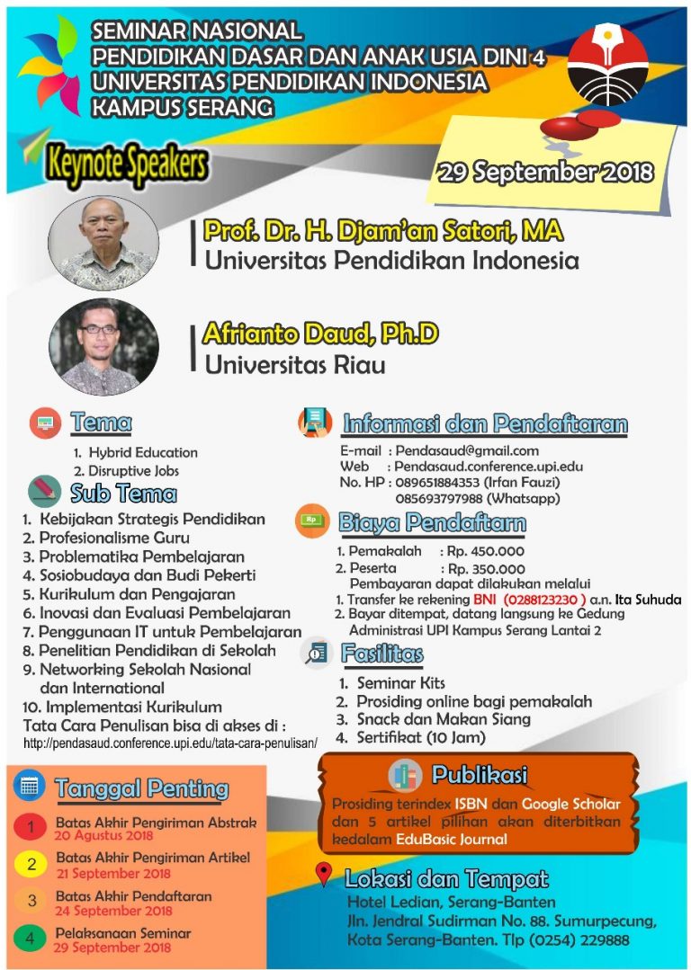 Seminar Nasional Pendidikan Dasar dan Anak Usia Dini 4 UPI Kampus Serang