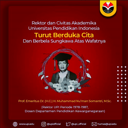 Keluarga Besar UPI Beduka atas Wafatnya Prof. Dr (H.C) Drs. H. Nu’man Sumantri, M.Sc