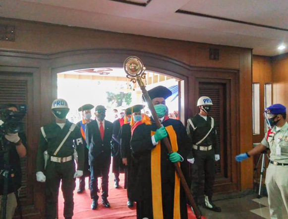 Menwa Bantu Jaga Kelancaran dan Penerapan Protokol Kesehatan  dalam Pengukuhan Guru Besar
