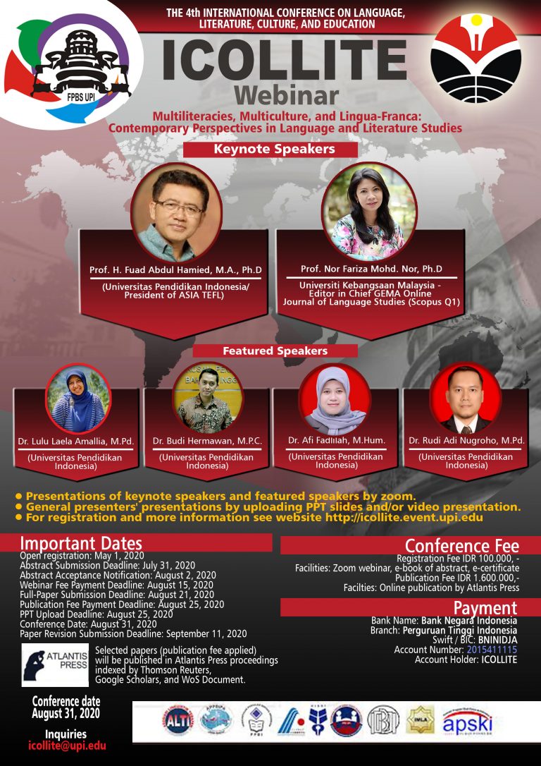 THE 4th INTERNATIONAL CONFERENCE ON LANGUAGE, LITERATURE, CULTURE, AND EDUCATION (THE 4th ICOLLITE)
