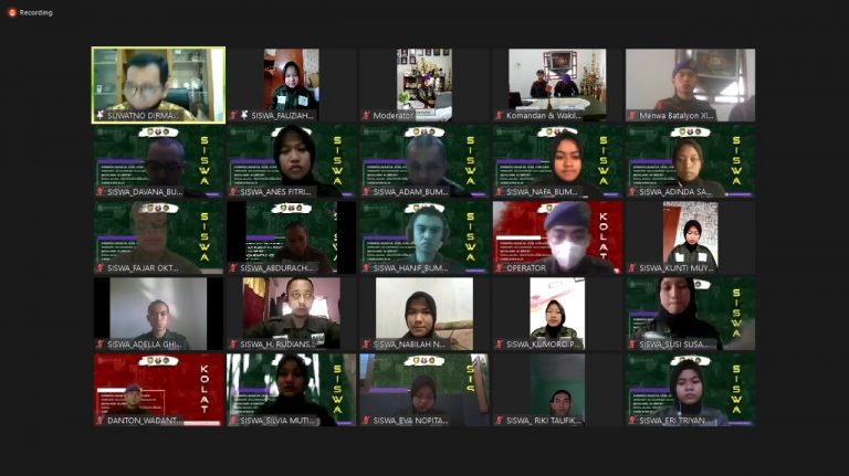 Menwa Mahawarman Batalyon XI UPI/RP Lakukan Internalisasi Nilai-Nilai Dasar Secara Daring