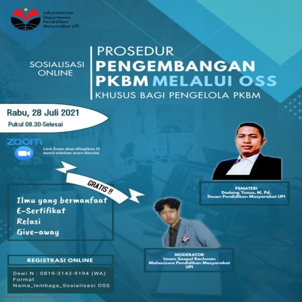 Laboratorium Penmas FIP UPI Selenggarakan Sosialisasi Online Prosedur Pengembangan Pusat Kegiatan Belajar Masyarakat (PKBM) Melalui Online Single Submission (OSS)