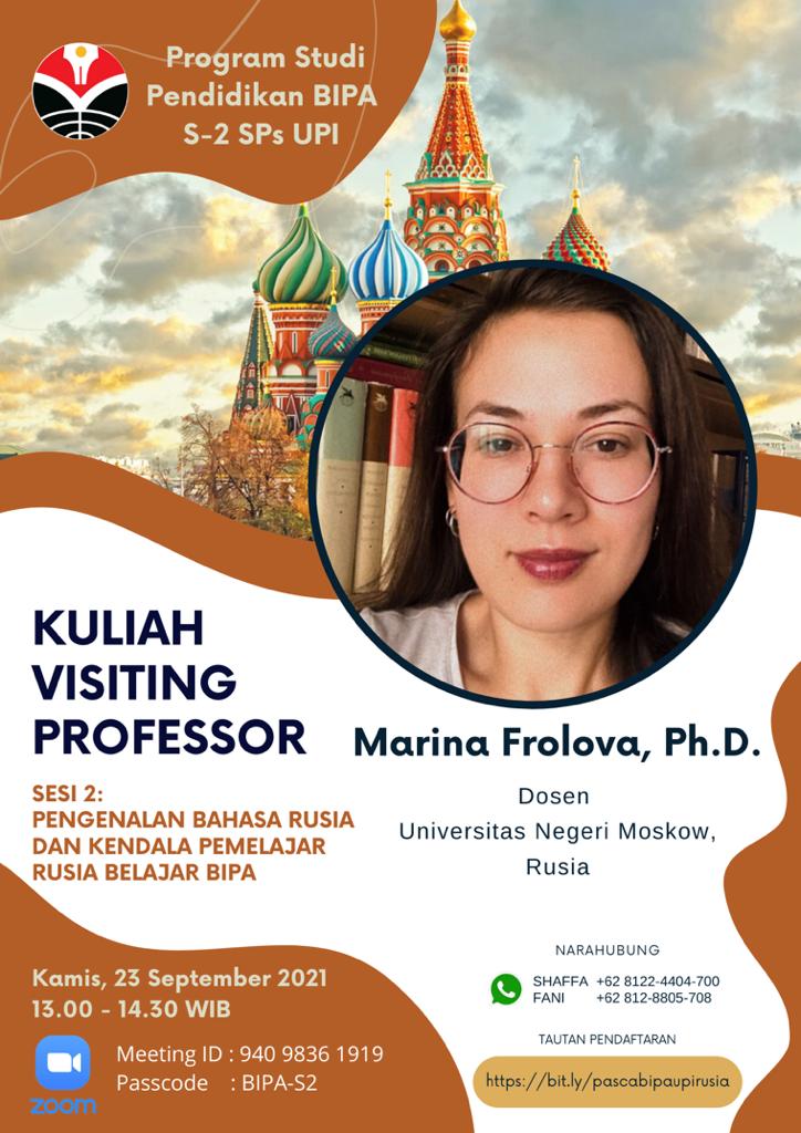 Program Magister Pendidikan BIPA SPs UPI Selenggarakan Kuliah Visiting Professor dari Moscow State University