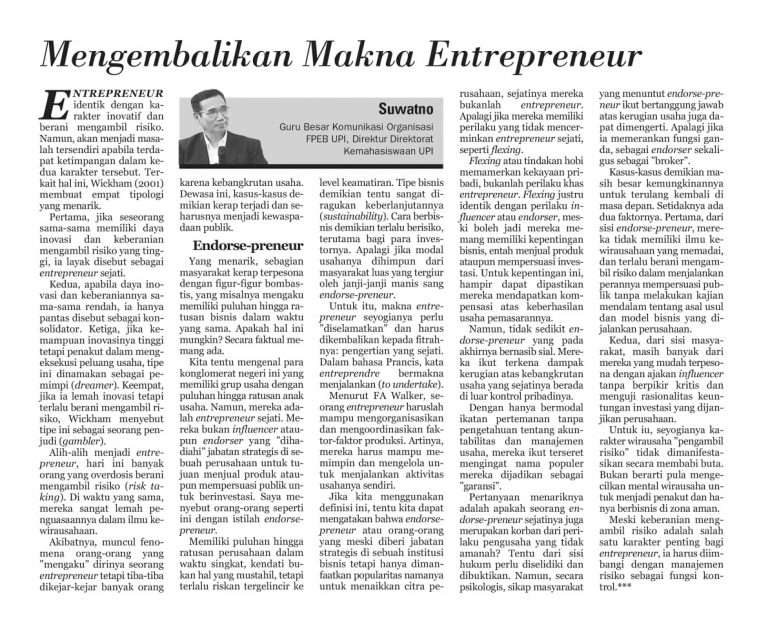 Mengembalikan Makna Entrepreneur