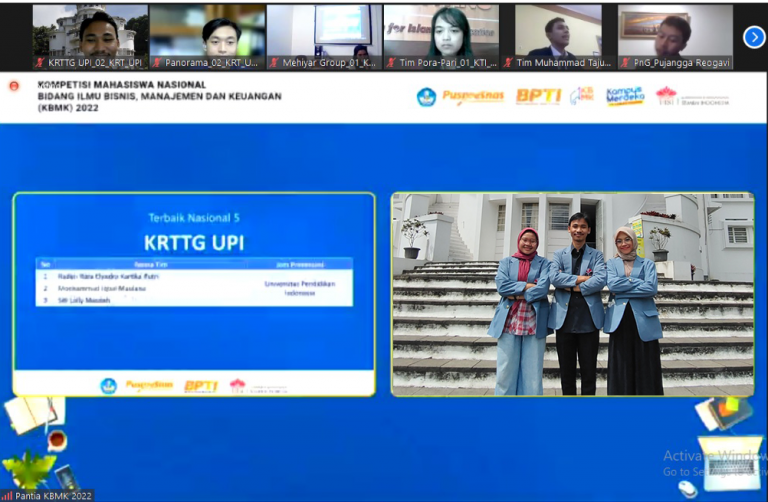 3 Mahasiswa UPI Raih Prestasi Terbaik 5 Tingkat Nasional Kompetisi Ilmu Bisnis, Manajemen dan Keuangan Pusat Prestasi Nasional Kemdikbudristek Tahun 2022