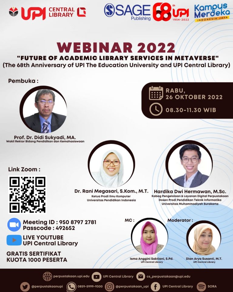 Perpustakaan UPI Selenggarakan Webinar Nasional “Future of Academic Library Services in Metaverse”
