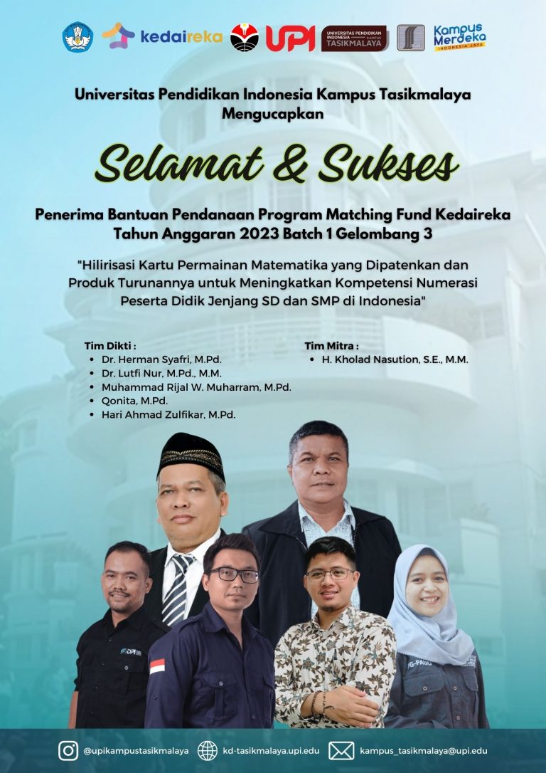 Hebat, Raih Pendanaan Kolaborasi Matching Fund Kemdikbudristek, Tim Peneliti UPI Kampus Tasikmalaya Kembangkan Hilirisasi Kartu Permainan Matematika Untuk Meningkatkan Kompetensi Numerasi Siswa di Indonesia