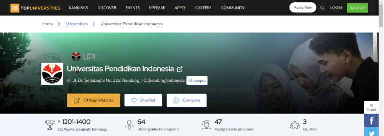 UPI Masuk QS World University Ranking (WUR) 2024