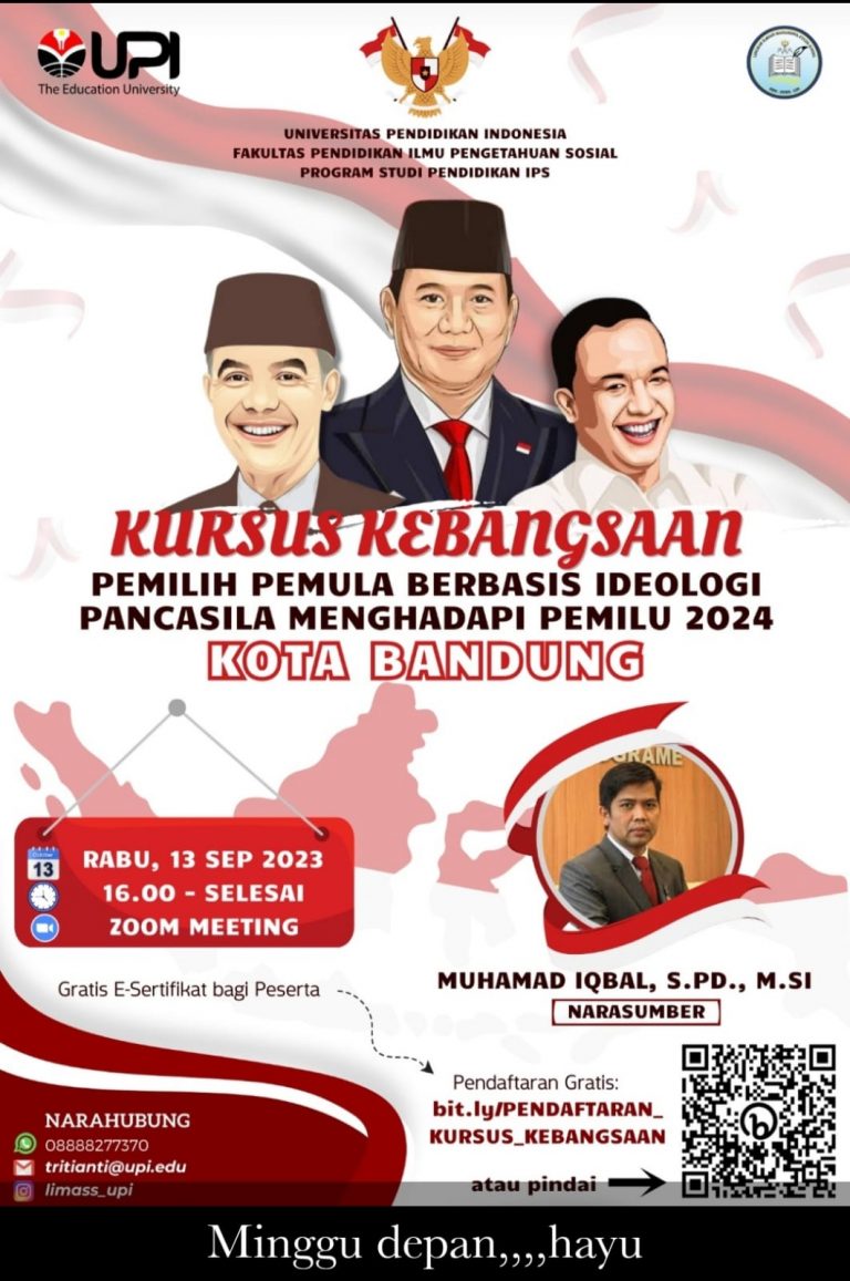Gratis dan segera daftar, Webinar Kursus Kebangsaan Program Studi Pendidikan Ilmu Pengetahuan Sosial FPIPS UPI