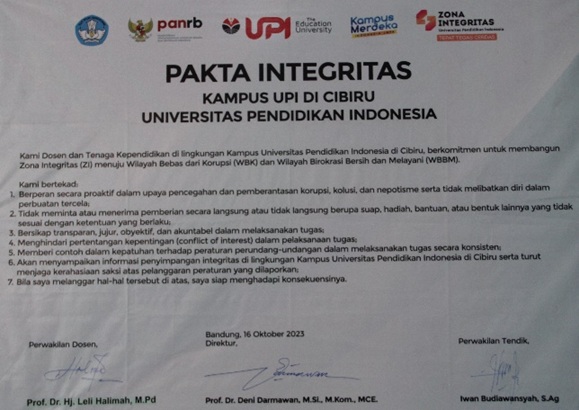 PENANDATANGANAN PAKTA INTEGRITAS DAN KOMITMEN BERSAMA KAMPUS UPI DI CIBIRU