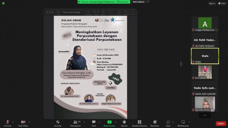 Kuliah Umum Praktisi Mengajar Prodi Perpustakaan dan Sains Informasi FIP UPI:  Tema Menarik Semakin Dilirik Peserta
