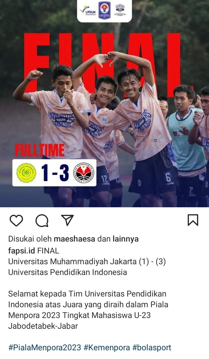 UPI JUARA SEPAKBOLA U-23 PIALA MENPORA 2023