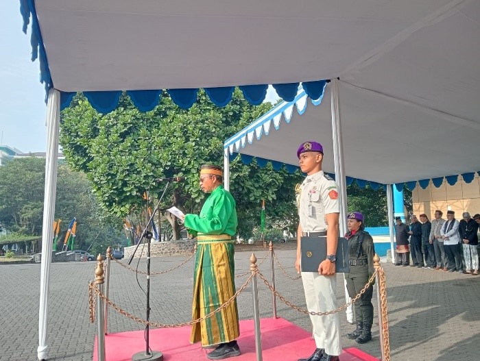 79 Tahun Kemerdekaan Republik Indonesia, Resimen Mahasiswa Mahawarman Batalyon XI UPI Melaksanakan Upacara Pengibaran Bendera