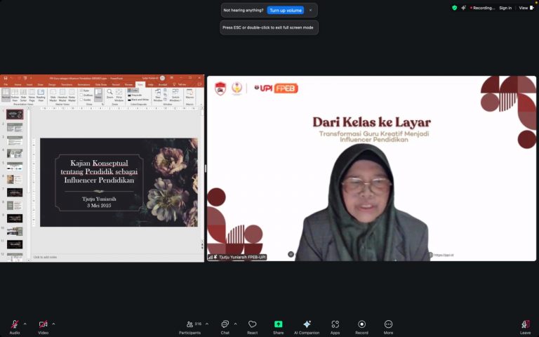 Prof. Dr. Tjutju Yuniarshi,SE.,M.Pd Bahas Kajian Konseptual Pendidik Sebagai Influencer Pendidikan pada Webinar Kolaborasi FPEB UPI dan Perhimpunan Pelajar Indonesia (PPI) Dunia.  