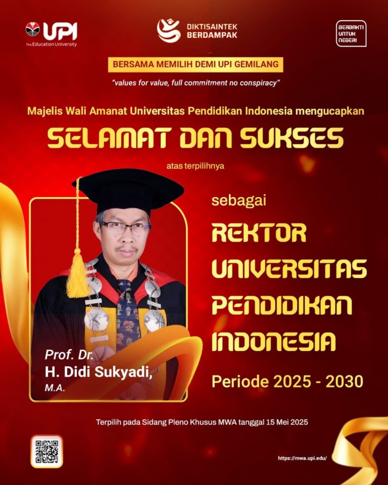 Prof. Dr. Didi Sukyadi, M.A., Rektor UPI Terpilih Periode 2025–2030