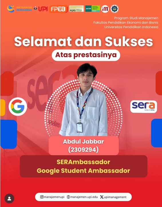 Abdul Jabbar, Terpilih Sebagai SERAmbassador dan Google Student Ambassador