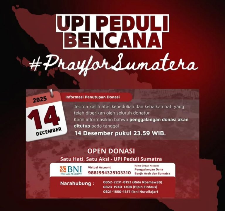 UPI Targetkan Bantuan Rp 200 Juta untuk Korban Banjir Sumatera