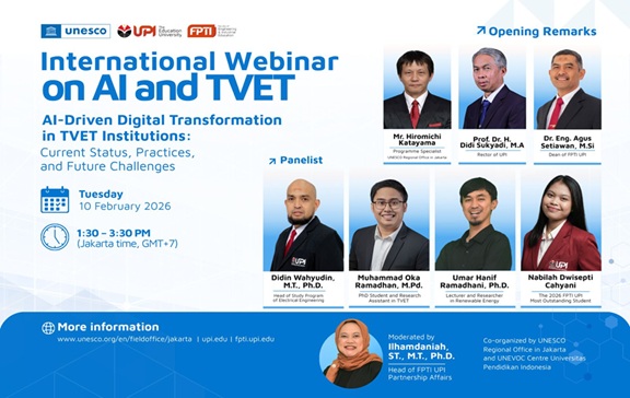 FPTI UPI–UNESCO Collaboration: International Webinar Explores AI-Driven Digital Transformation in TVET